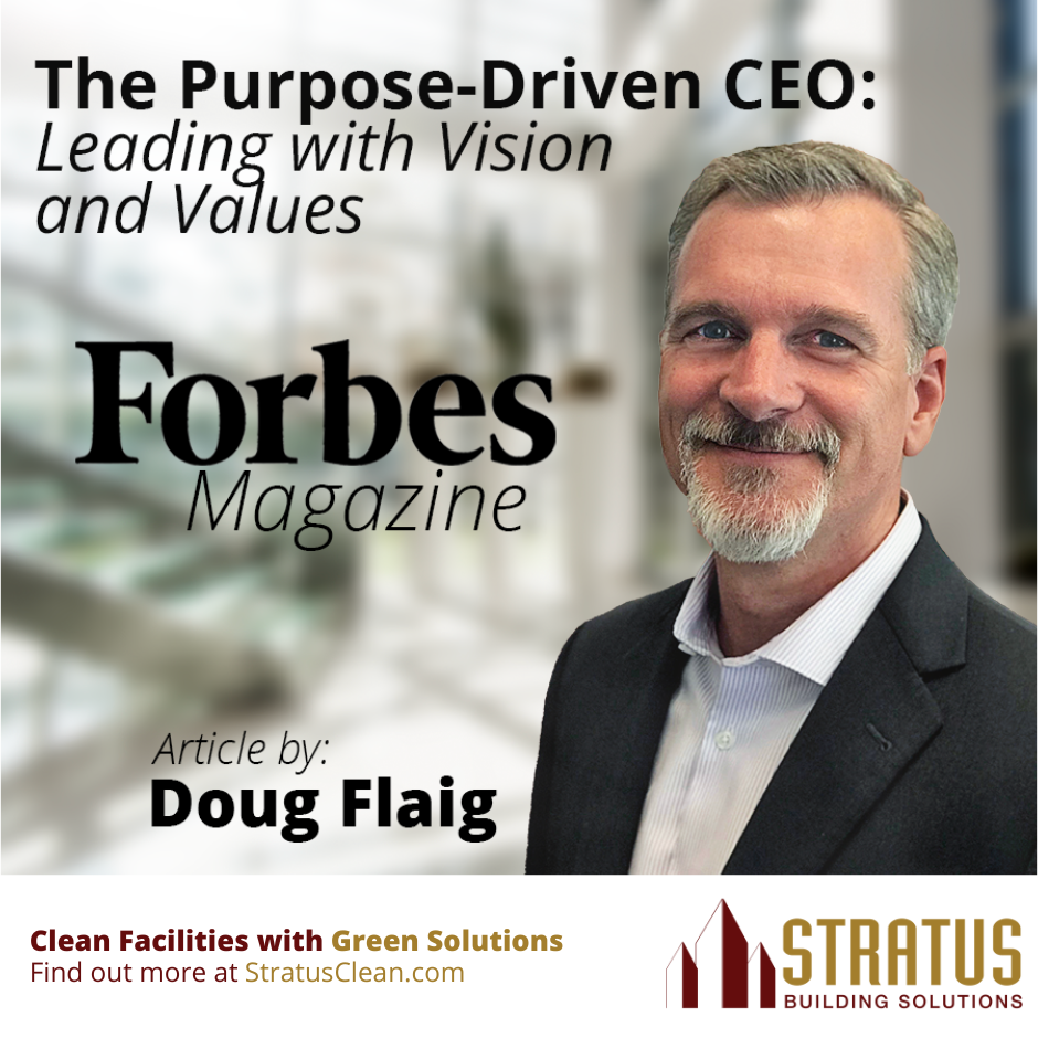 Doug Flaig with the Forbes Logo and the Article Tittle "The Purpose Driven CEO"