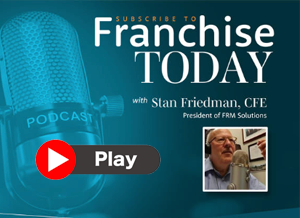 Franchise Today Podcast Logo with Play Button to Hear David Earl's Interview